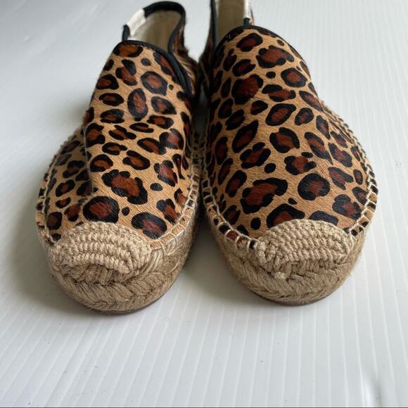 Soludos platform espadrilles calf hair animal print leopard smoking slipper sz 9 - Picture 6 of 10